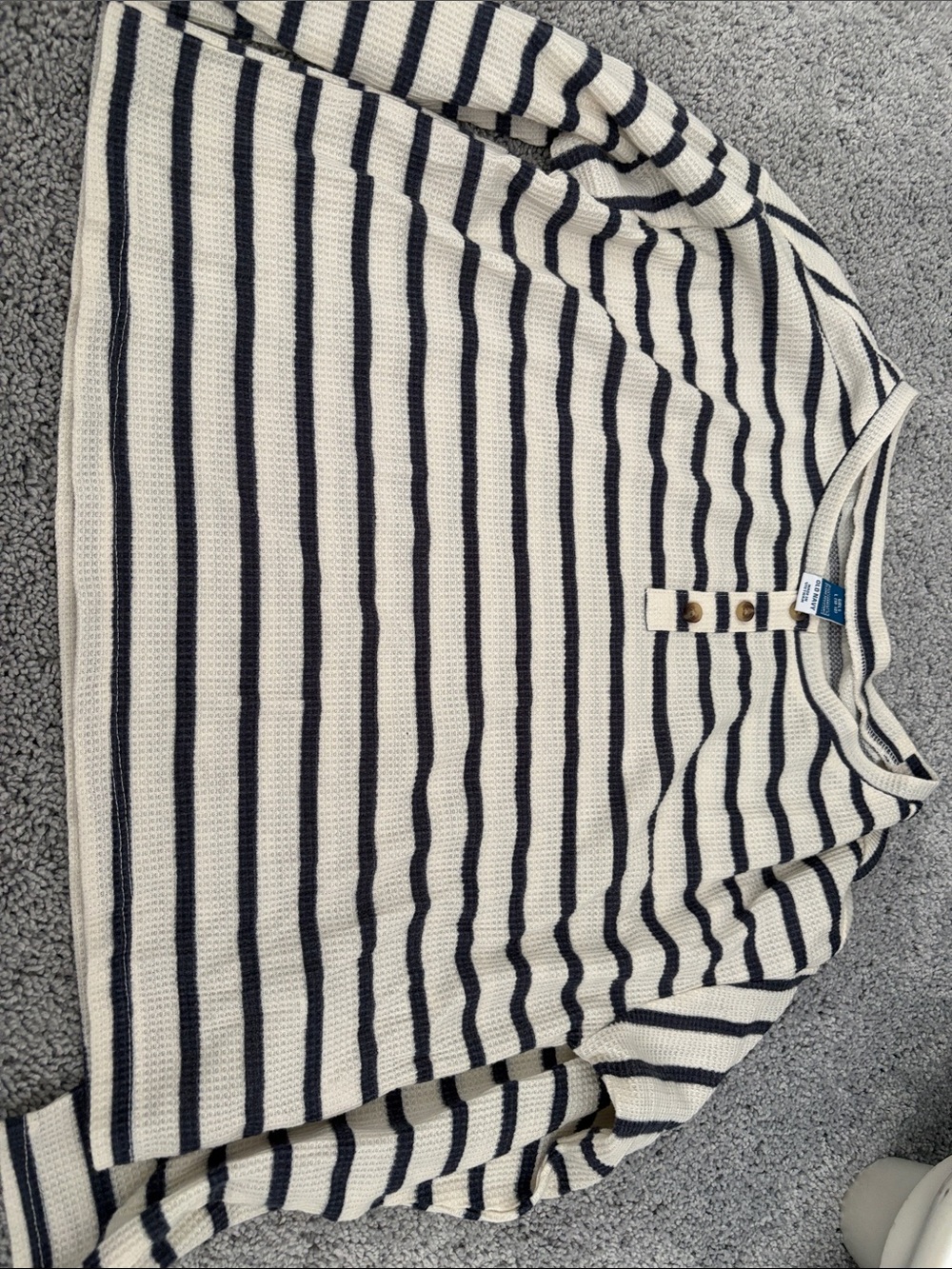 Old Navy Navy and Cream Striped Kids Pajama Top